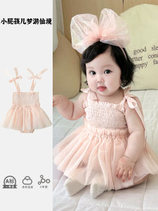 Summer Cotton Mesh Baby Girl Dress Princesse Style Korean Design Full Month Wrap Bottom Skirt A-Line Skirt for 3-24 Months