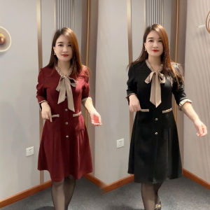 Spring Autumn plus Size Womens Dress with Pocket Long Sleeve Single Button Design Slimming A-Line Skirt Style Fashionable