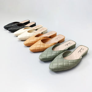 Wolf.id SPT-65 Sandal Wanita Kasual Slip-On Flat Shoes Mules Cewek Kerja Jalan Woman Heel BISA COD