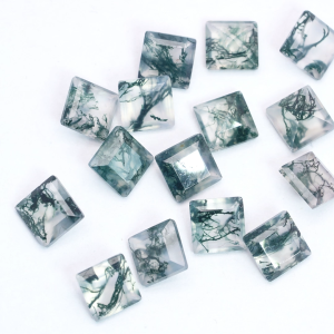 Fine Natural Agate Square Shape Moss Agate Stone Loose Stone for DIY Jewelry Accessories Jewelry Making