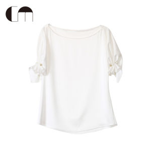 Designer Ruffle Cuffs White Short Sleeve Blouse