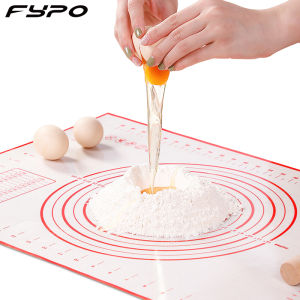 Fypo Rolling Dough Mat Silicone Non-stick Baking Mat with Scale Non-slip Large Kneading Pad Heat-resistant Pastry Oven Liner Pizza Bread Cake Cookie Dough Rolling Paper Kitchen Cooking Tools Bakeware