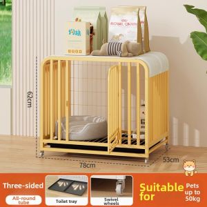 LIWAN | Indoor Large Dog Cage with Integrated Toilet Elevated and Mobile Design