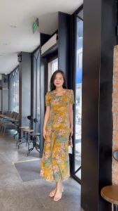 Đầm maxi form dài cổ xếp cách điệu xếp ly eo Misa - MS0309 (Hình thật shop chụp)