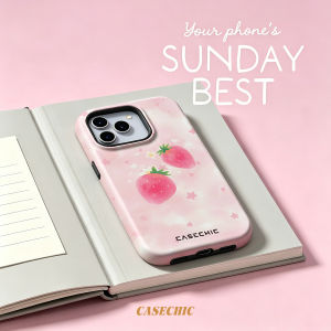 Potdemiel | Pink Strawberry Dream For 2 in 1 Flower Case For iPhone 17 16 15 14 13 Pro Max Luxury Phone Cover CaseChic
