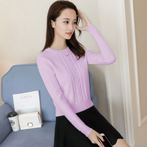 เสื้อสเวตเตอร์ถักคอปกปานยาวครึ่งตัวสำหรับผู้หญิง เสื้อคลุมกันหนาวแบบสั้นทรงสลิมฟิต เสื้อชั้นในถักหนา เสื้อผ้าทำงานฤดูใบไม้ร่วง/ฤดูหนาว