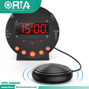 ORIA LED Alarm Clock with Bed Shaker and Adjustable Volume Digital Clock with 3 Wake Up Modes 12/24H Format Snooze for Kids Students Adults Heavy Sleepers