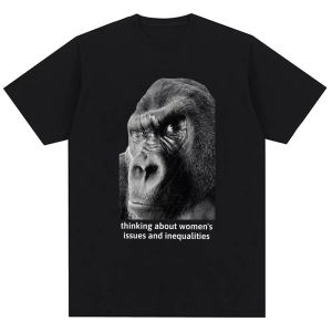 Sanrio | Feminism Gorilla Funny Meme Graphic Tshirt Men Women Humor Fashion Summer T-shirt Oversized Cotton Casual Vintage T Shirts Gifts