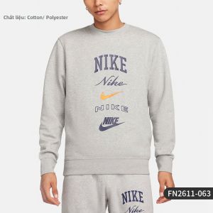 Nike | Áo Hoodie Dài Tay Form Rộng Cổ Tròn Phong Cách Thể Thao