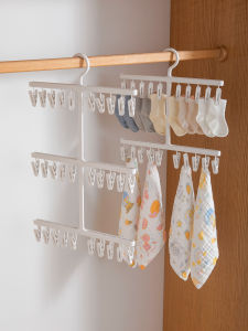 Space Saving Multi Clip Clothes Hanger for Baby Socks Hats Bibs Wardrobe Storage Plastic Hanger Childrens Clothing Care Tools