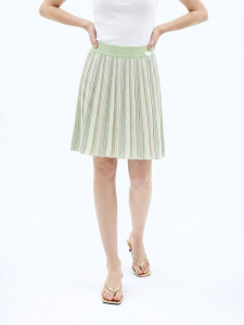 Juicy Couture | Silky Color-blocking Knitted Pleated A-line Skirt