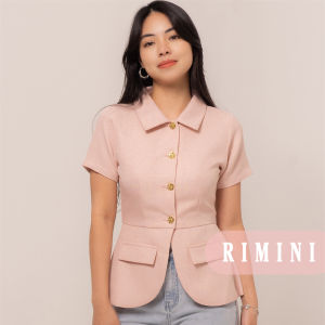 RIMINI - Atasan Korea Style Tweed Front-Slit Berlengan Pendek Size XS-XL -Cherilla Top 3035