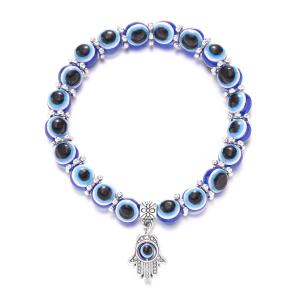 Turkish Lucky Evil Eye Bracelets for Men Women Blue Evil Eye Palm Butterfly Pendant Beads Bracelet Bangle Handmade Charm Jewelry