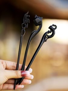 เครื่องประดับผมทรงไม้สไตล์โบราณ ทำมือ ชิ้นส่วนผมแบบเรียบง่ายและหรูหราสำหรับการหมุนผมประจำวัน