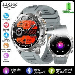 Đồng Hồ Thông Minh Quân Sự LIGE Với Pin 1000mAh Gọi Không Dây Chống Nước IP68 Đèn Pin Theo Dõi Nhịp Tim Theo Dõi Thể Thao Dành Cho Nam