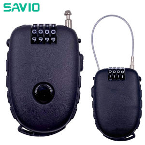 SAVIO Cable Lock 4 Digital Combination Bike Motorcycle Helmet Lock Mini Travel Padlock Safety Number Lock with 62cm Retractable Steel Wire for Luggage Bike Outdoor Anti Theft