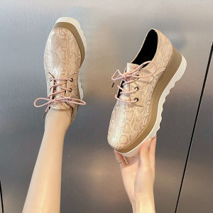 Korean Womans Wedges Sneakers Straps 7cm Heels Casual Show Thin Slope Heels Shoes Big Size 42