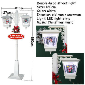 180cm Christmas Post Lights Outdoor Garden Home Lighting Snow Music Led Christmas Snowing Street Lamp