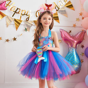 Christmas Dress Costume for Girls Kids Colorful Mermaid Scales Tutu Princess Dress Cute and Pretty Gift