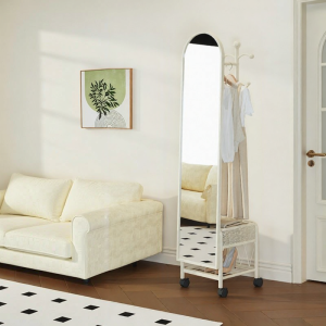QYLIFE | Cream Style Rotatable Full-length Mirror and Hanger