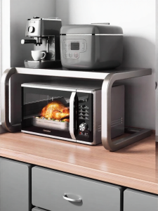 BW | Modern Minimalist Kitchen Countertop Microwave Oven Rack Multi-layer Storage Stand for Rice Cooker Carbon Steel Material