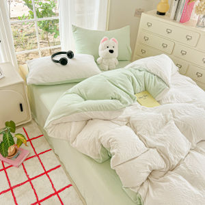 Dansunreve Washed Cotton Quilt Cover Ins Style Solid Color Duvet Cover Single/Queen/King Comforter Cover 被套
