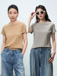 CMORE Spring Summer Womens round Neck Short Sleeve T-shirt Pure Cotton Breathable Comfortable Fit Versatile Simple Design