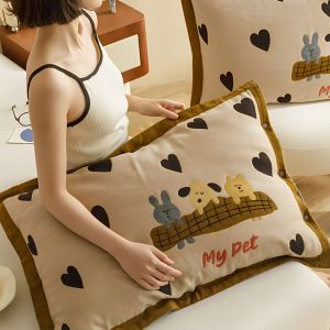 NAIYOUCHENG | Oil Resistant Pillow Case Pair 4-layer Cotton