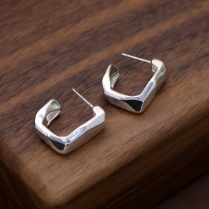 YICAN | Simple Irregular Geometric Ear Hoops 925 Sterling Silver Earrings For Women