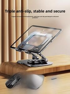 NUOPUCHI | 720° Rotating Carbon Steel Aluminum Alloy iPad Support Stand Portable Adjustable Elevating Folding Heat Dissipation Base For Live Broadcast And Gaming