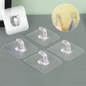 5-30Pcs Transparent Wall-Mounted Hooks Self-Adhesive Door And Wall Hooks Hooks Heavy Duty Rack Kitchen Bathroom Organizer
