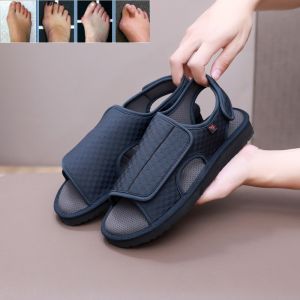 Lesvago trung tính thoáng khí có thể điều chỉnh người cao tuổi mở rộng Dép người đàn ông bệnh tiểu đường giày chân sưng vẹo ngón tay cái biến dạng BigFoot Giày cỡ lớn 46 47 48 49
