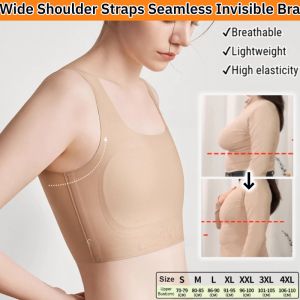 Seamless Invisible Bra Wide Straps Breathable Full Cup Lingerie Stickers Bustier Underwear For Big Breasts