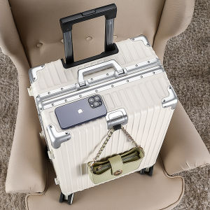 Aluminum Frame Luggage Suitcase with 360° Wheels Carry-On Password 20 Inch Handbag Fashionable Trendy Youth Lock Buckle