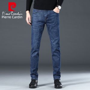 Pierre Cardin Mens Comfortable Slim Fit Jeans Spring Autumn New Style Casual Loose Straight Leg Fashionable Elastic Jeans
