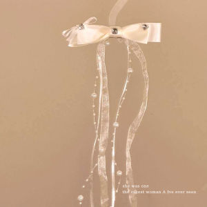 NING ZHOU | Ballet Style Duckbill Clip with Pearl Bow Ribbons and Tassels