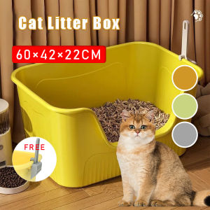 Cat Litter Box Large Capacity Cat Litter Pan Convenience Grips Cat Toilet Litter Box With Scoop