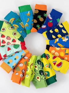 THEMULE | Summer Striped Printed Colorful Crinkled Mid-calf Socks