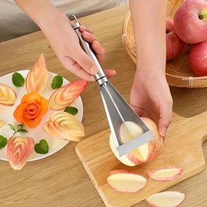 1pc Triangular Stainless Steel Fruit and Vegetable Carving Knife Precision DIY Kitchen Tool for Creative Platter Decoration