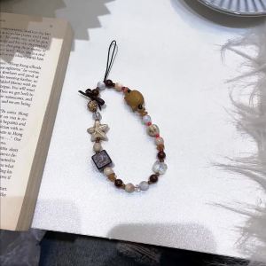 Moonstone Crystal Handmade Natural Stone Beaded Lanyard Anti-lost Cell Phone Wrist Strap Hanging Mobile Phone Charms Keychain