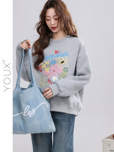 YOUXIANG | Áo Hoodie Voan In Hoa Phong Cách Thoáng Mát