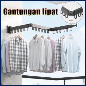 TERBARU Jemuran dinding baju lipat tebal dan kuat Jemuran Dindin Rak Pengering Pakaian Portable 8/16/24 Lubang Gantungan Baju Jendela Pintu Outdoor Indoor Jemuran Dinding Baju aluminium jemuran Lipat Gantung