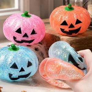 Glitter Pumpkin Squishy Toy / Creative Squeeze Toy Relaxing / Halloween Party Home Decor / Funny Gifts for Kids Adults