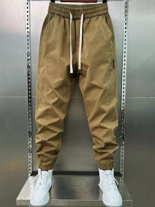 กางเกงลำลองชาย ทรงหลวม ทรงสปอร์ต ปลายขาห้าส่วน กางเกงขายาวทรงฮาเร็ม เนื้อผ้าโพลีเอสเตอร์ ยืดหยุ่นได้ ระบายอากาศได้ดี