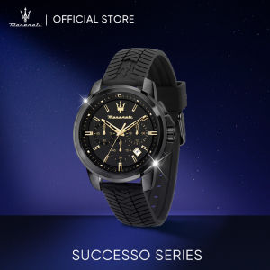 【Worth to Buy】[2 Years Warranty] Maserati Successo 44mm Black Silicone Strap Mens Quartz Chronograph Watch -R8871621011