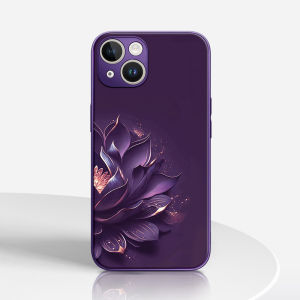 Ultra-Thin Silicone Phone Case for Apple iPhone 16 pro Max Womens 15 plus Full Cover Lens Protection Artistic Lotus Peony Design