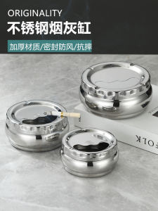 Gạt Tàn Lớn Bằng Thép Không Gỉ Có Nắp Kim Loại Có Thể Xoay Sáng Tạo Cho Phòng Khách Văn Phòng Họp Internet Cafe Thời Trang Sành Điệu Gạt Tàn