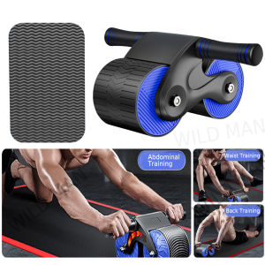 Silent Fitness AB Roller Automatic Rebound Anti Slip Abdominal Wheel Roller with Kneeling Pad Gym Arm Waist Leg Stretch Muscle Exercise