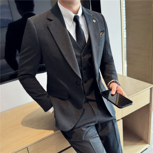 Mens Tailored One-Button Business Suit Wedding Dress Code Interview Formal Wear Polyester Blend Long Sleeve Straight Cut