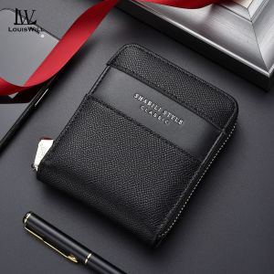 LouisWill Fashion Short Wallet Soft PU Multi-Functional Wallet Lychee Pattern Wallet Retro Large Capacity Purse Multi-Card Position ID Credit Cards Holders Coin Pouch PU Leather Coin Bag Business Wallets